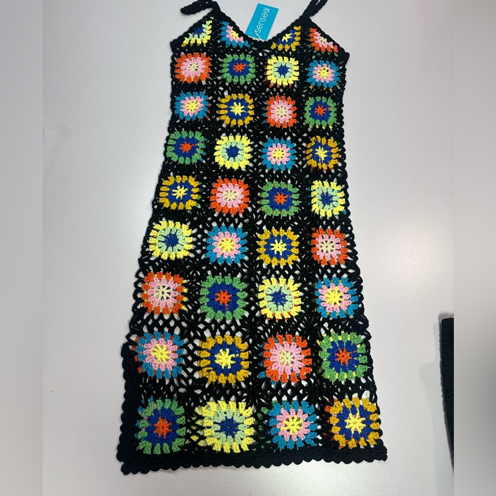 Colorful Crochet dress NWT Small